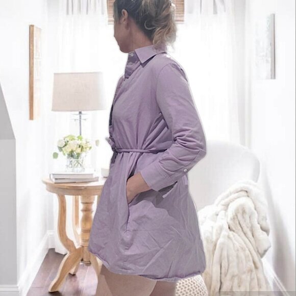New American Apparel Belted Chamblay Lilac Shirt Dress - Picture 3 of 14